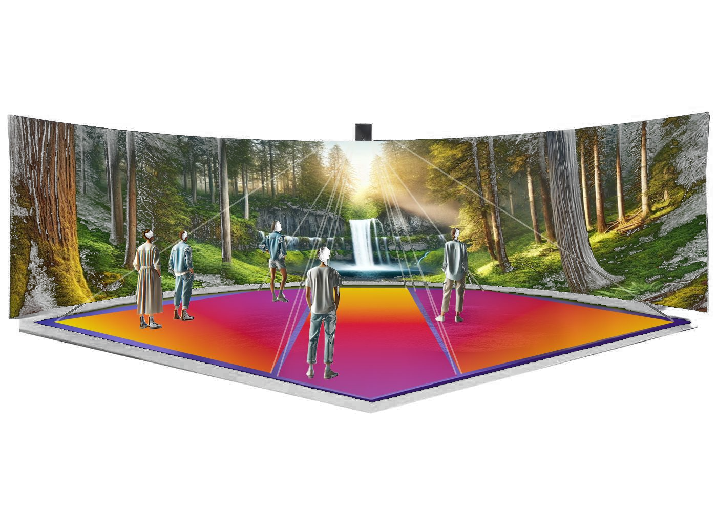 An immersive EDC setup: beamformed coverage over a defined listening area