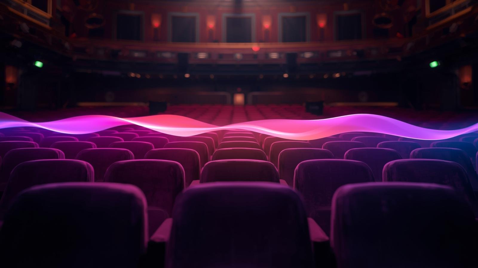 A sound wave moving through the seating of a theatre